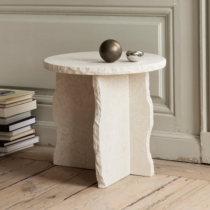 Mineral Marble sculpture table by ferm Living from Bianco Curia