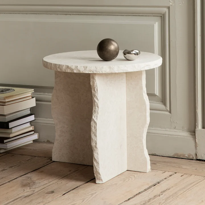 Mineral Marble sculpture table by Ferm Living from Bianco Curia