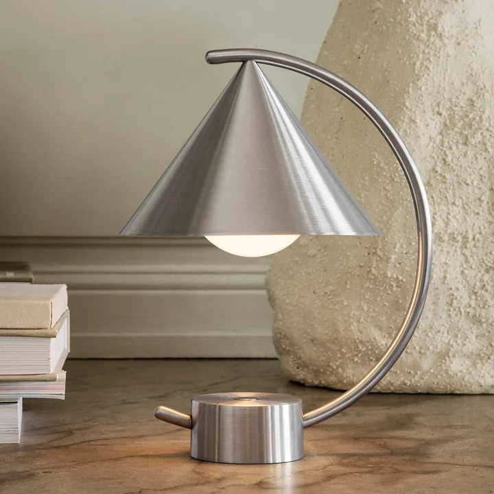 Ferm Living - Meridian Battery LED Table Lamp, brushed steel