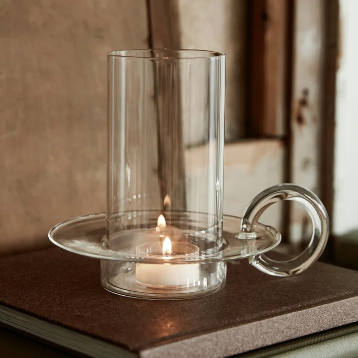 Luce Candle holder glass from Ferm Living in the clear version
