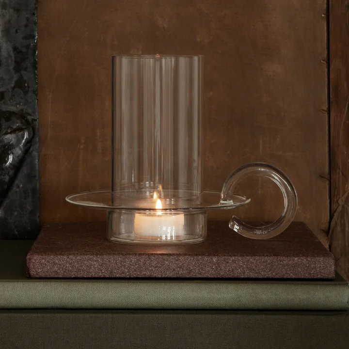 Luce Candle holder glass from Ferm Living in the clear version