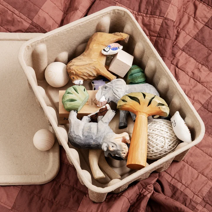 Hand carved safari wooden figures by Ferm Living