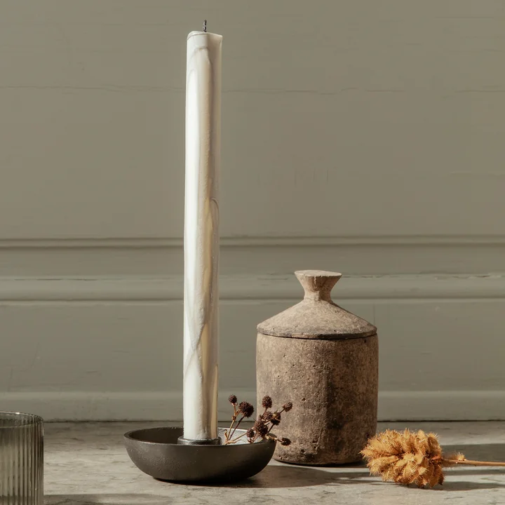 Dryp Stick candles from Ferm Living in the design grey / white