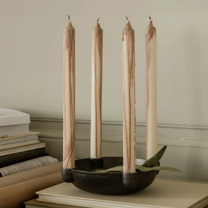 Dryp Stick candles from Ferm Living in the design beige / white