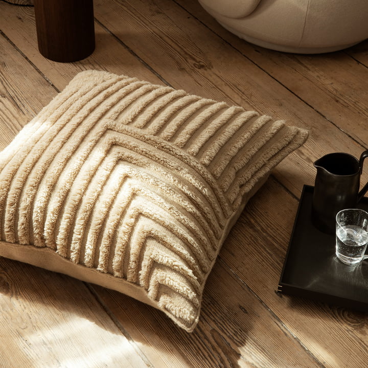 Crease Pillow made of wool by ferm Living in the color light sand