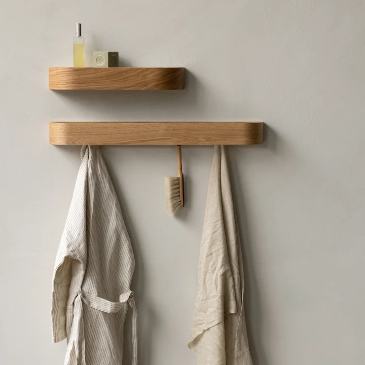 Slim wooden wall shelf