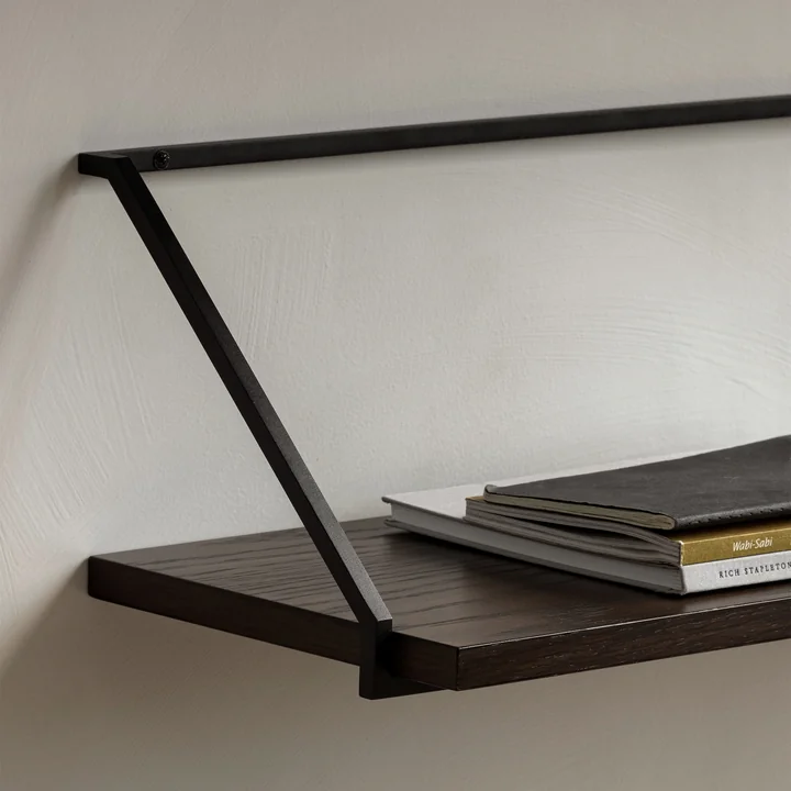 Minimalist shelf made of steel and wood
