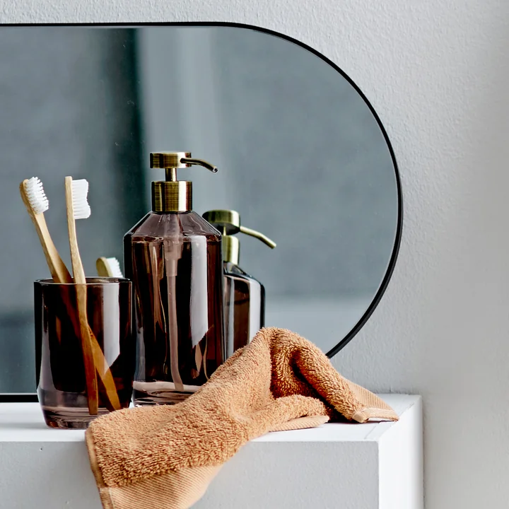 Vintage Soap dispenser and toothbrush tumbler from Södahl in brown