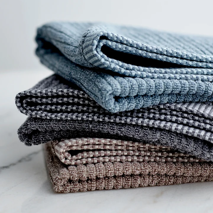 Melange Towels from Södahl in atlantic, ash, taupe