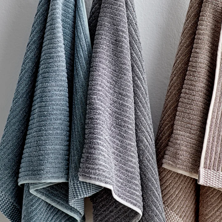 Melange Towels from Södahl in atlantic, ash, taupe