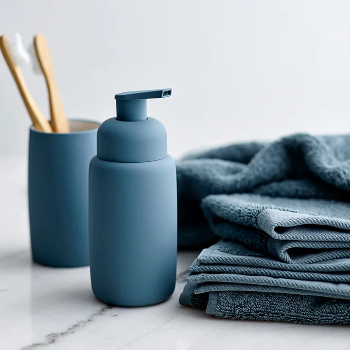 Mono Soap dispenser and toothbrush tumbler from Södahl in atlantic