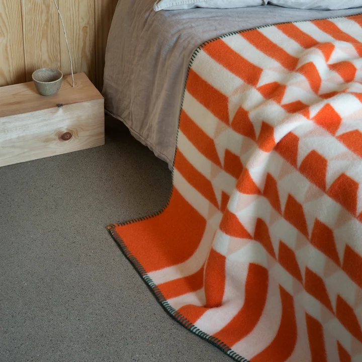 Kvam Wool blanket 200 x 135 cm from Røros Tweed in orange