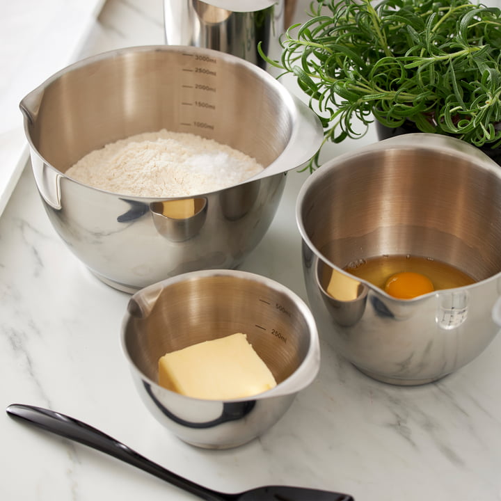 Margrethe Mixing bowl set from Rosti (1.5 + 2.0 + 3.0 l) in stainless steel