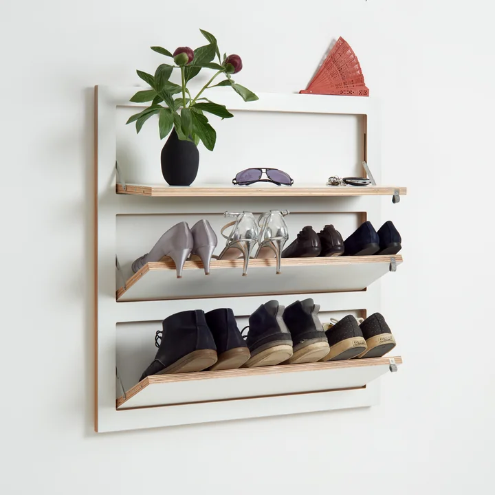 Fläpps Shoe rack 80 x 80 cm in white from Ambivalenz