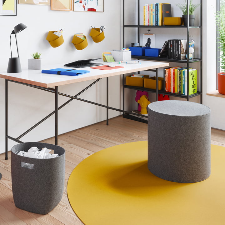 Rondo Stool and wastepaper basket by Hey Sign