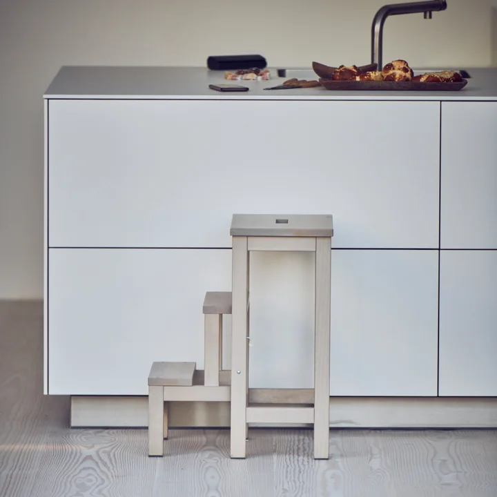 Soho Stool ladder, 3 steps from Jan Kurtz in light grey