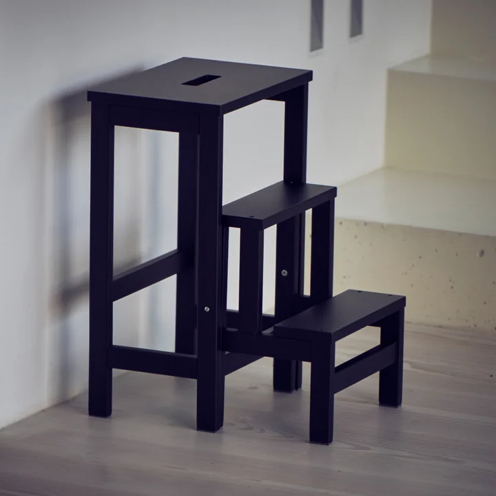 Soho Stool ladder, 3 steps from Jan Kurtz in black
