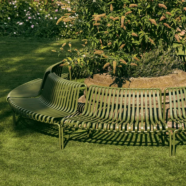 Palissade Park Dining Bench Out / Out from HAY in the color olive