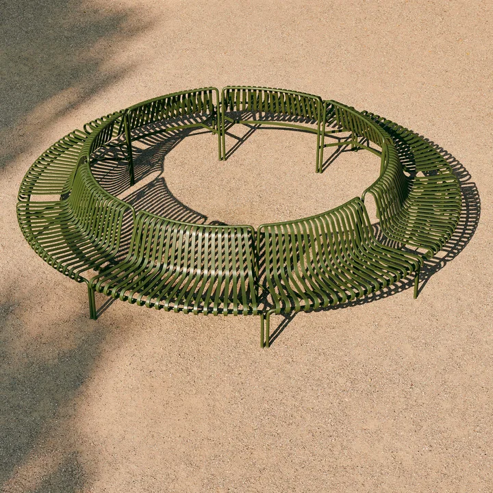 Palissade Park Dining Bench Out / Out from HAY in the color olive