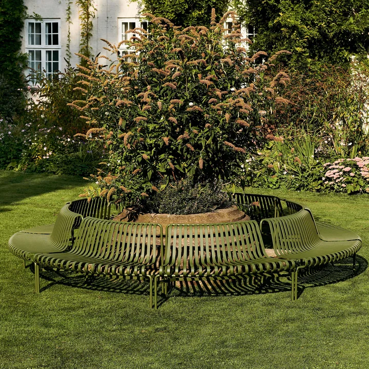 Palissade Park Dining Bench Out / Out from HAY in the color olive