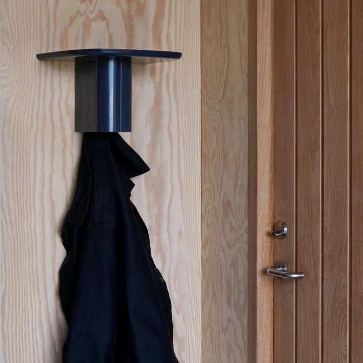 Korpus Wall shelf with coat hook, S, midnight blue by HAY
