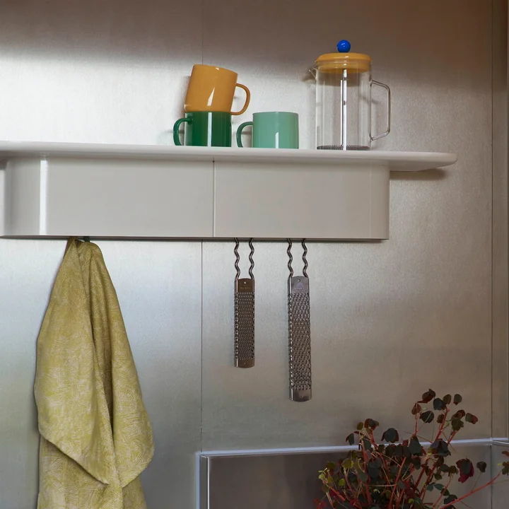 Korpus Wall shelf with coat hook, L, cream from HAY
