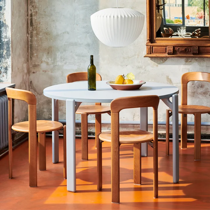 Rey Dining table, Ø 128,5 cm, slate blue / laminate light gray by HAY