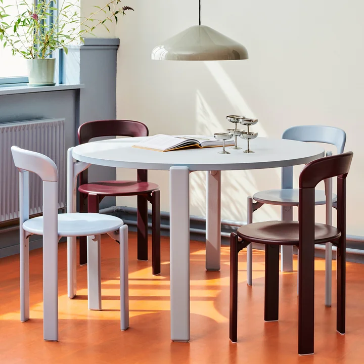 Rey Dining table, Ø 128,5 cm, slate blue / laminate light gray by HAY