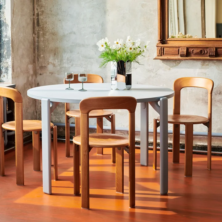 Rey Dining table, Ø 128,5 cm, slate blue / laminate light gray by HAY