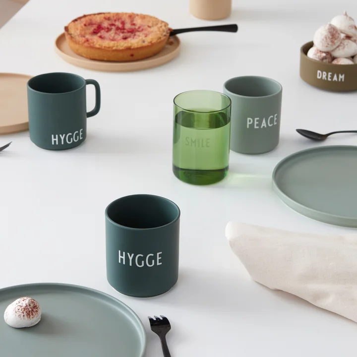 AJ Favourite Porcelain mug, Hygge in dark green from Design Letters