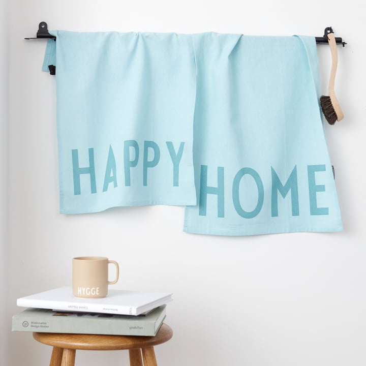 Favourite Tea towel, Happy Home in light blue (set of 2) from Design Letters