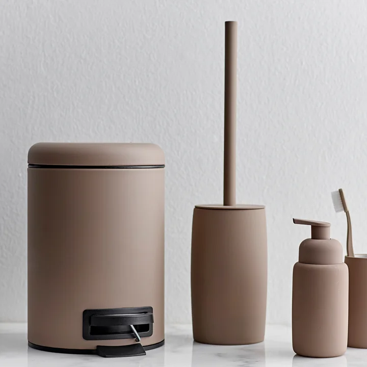 Mono Waste garbage can and toilet brush, taupe from Södahl