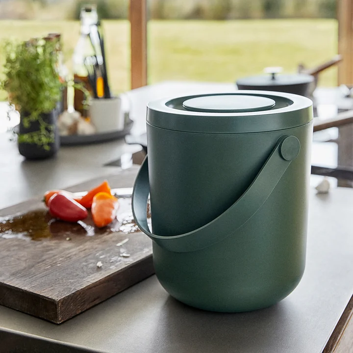 Circular Organic waste garbage can, 3 liters, garden green from Zone Denmark