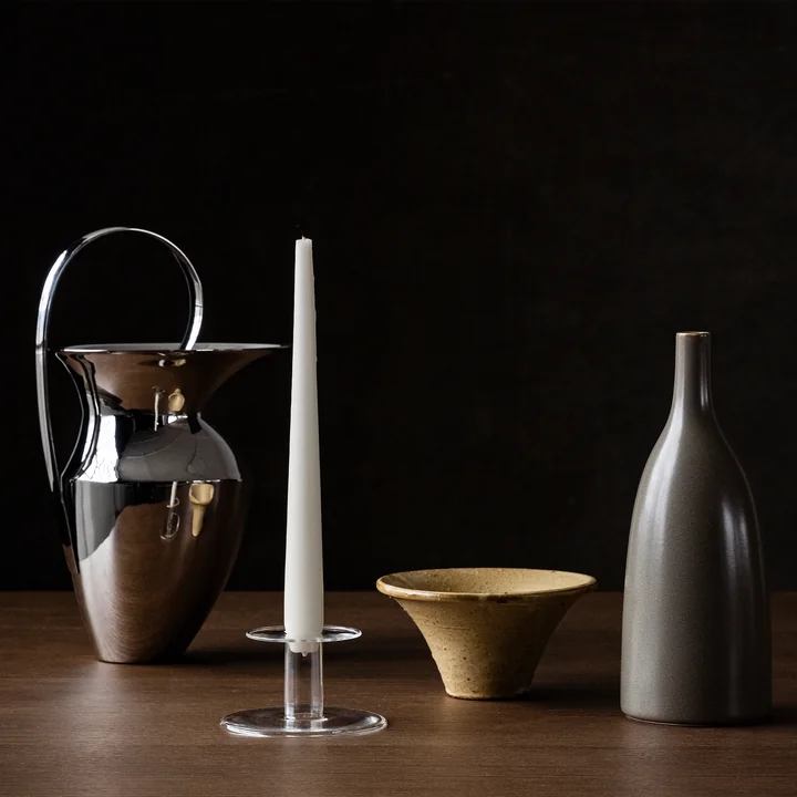 Abacus glass candle holder and triptych bowl from Audo