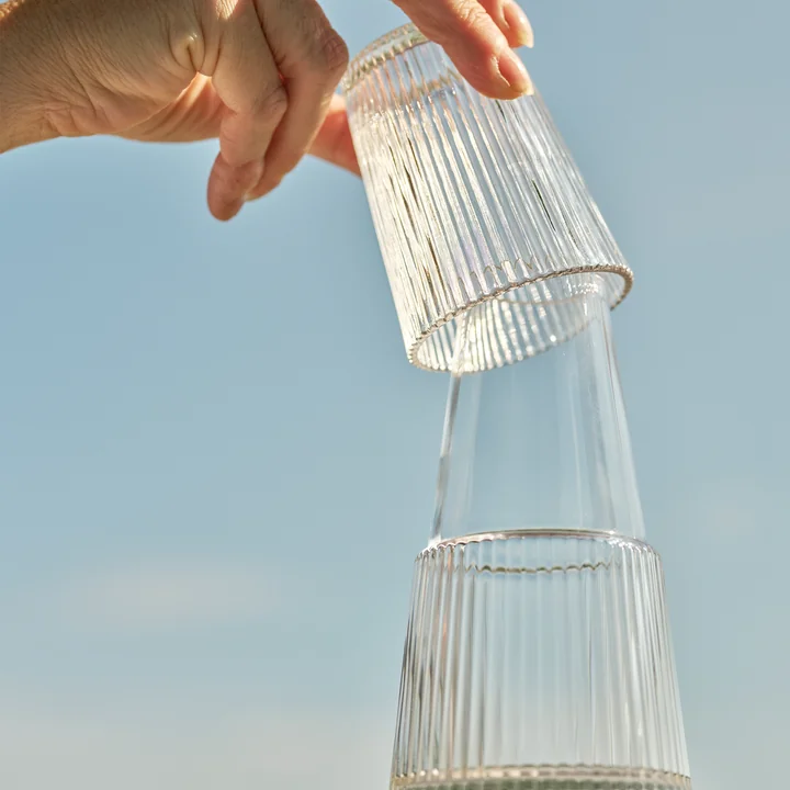 Pilastro Carafe with glass 1 l in clear from Stelton