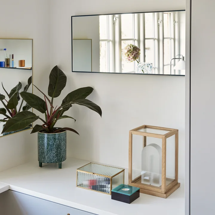 Shine Wall mirror from Hübsch Interior in color petrol