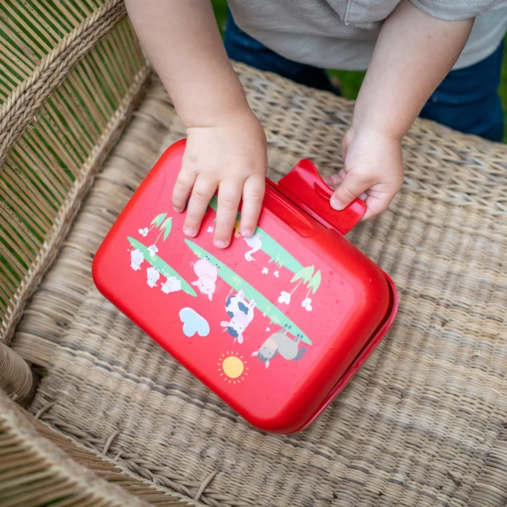 Candy L Kids Lunch Box Farm, organic red by Koziol