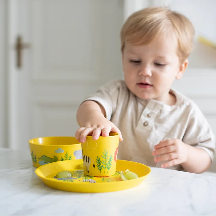Connect Children's tableware set Africa, organic yellow (set of 3) by Koziol