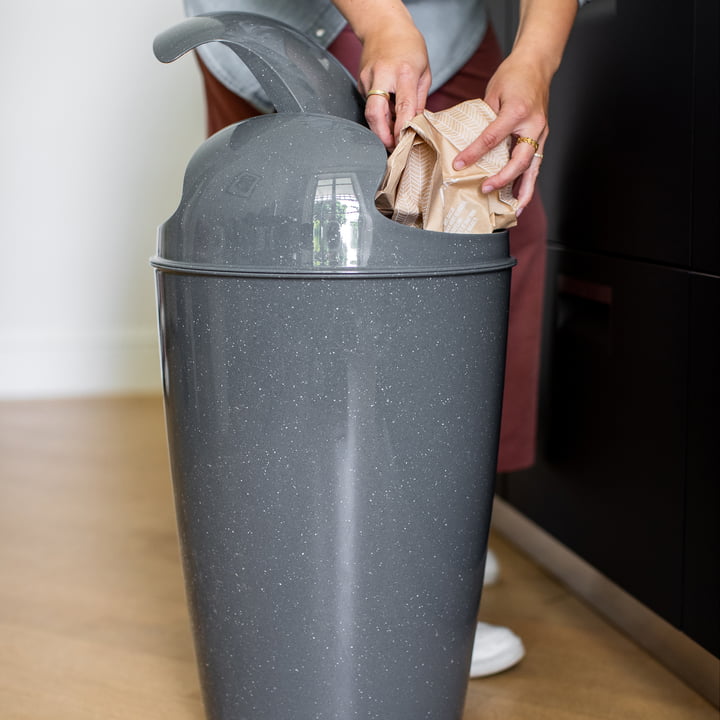 DEL Swing top bin XL, recycled ash grey from Koziol