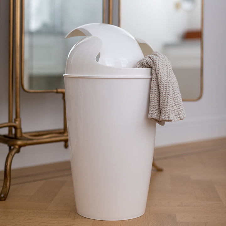 DEL Swing top bin XL, recycled white from Koziol