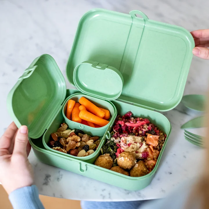 Pascal Ready Lunchbox Set with Klikk Cutlery, nature leaf green by Koziol