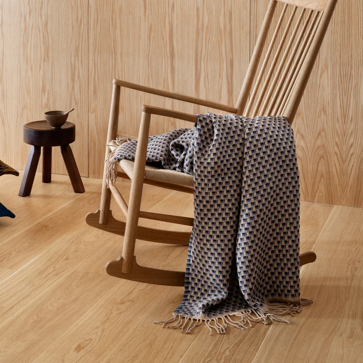 Isak Wool blanket, 150 x 210 cm, blue / beige by Røros Tweed