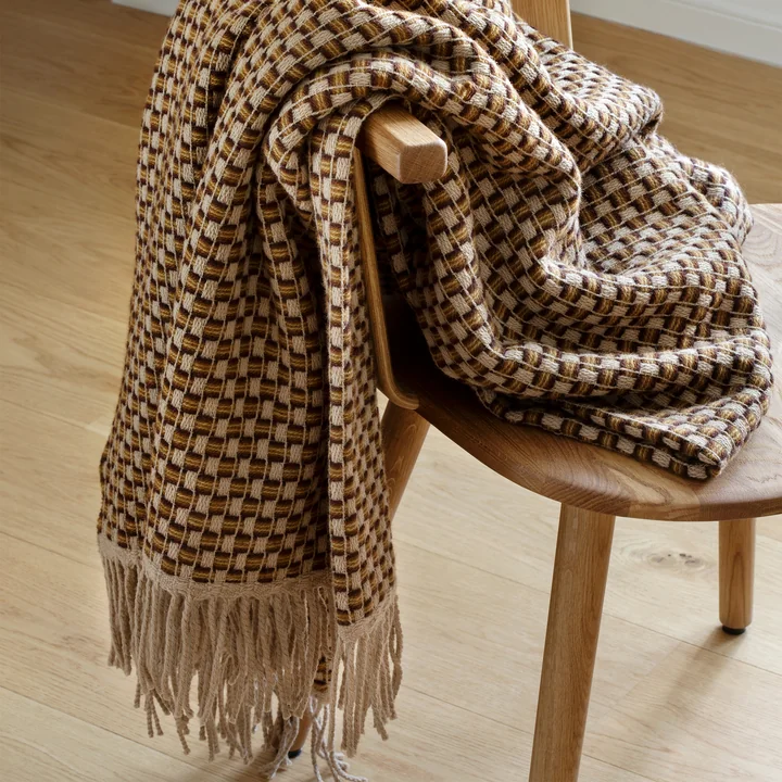 Isak Wool blanket, 150 x 210 cm, brown / beige from Røros Tweed