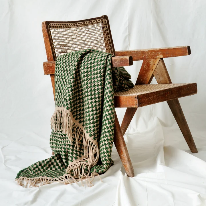 Isak Wool blanket, 150 x 210 cm, green / beige by Røros Tweed