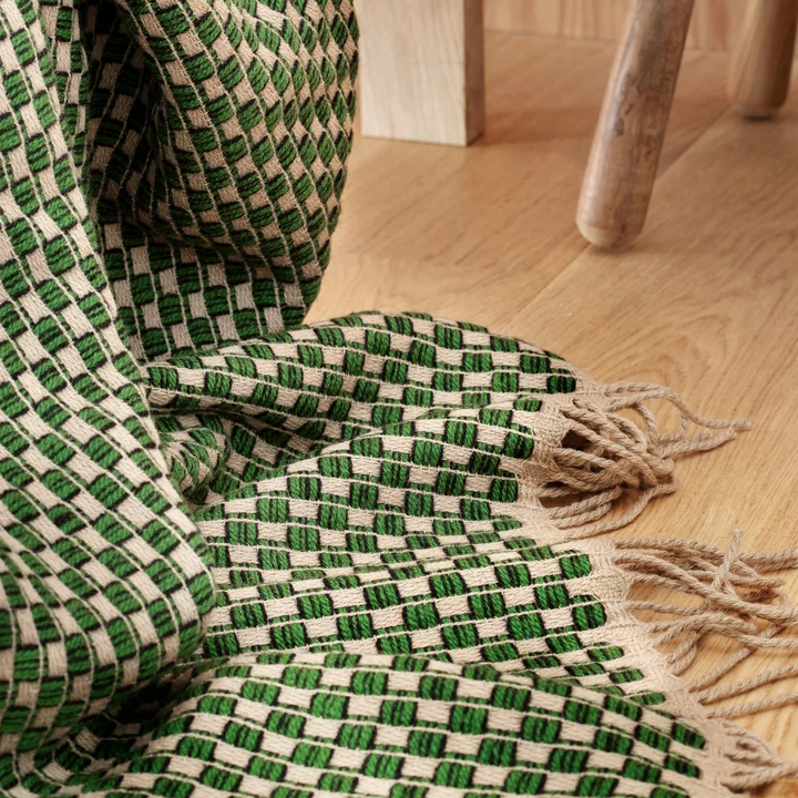 Isak Wool blanket, 150 x 210 cm, green / beige by Røros Tweed