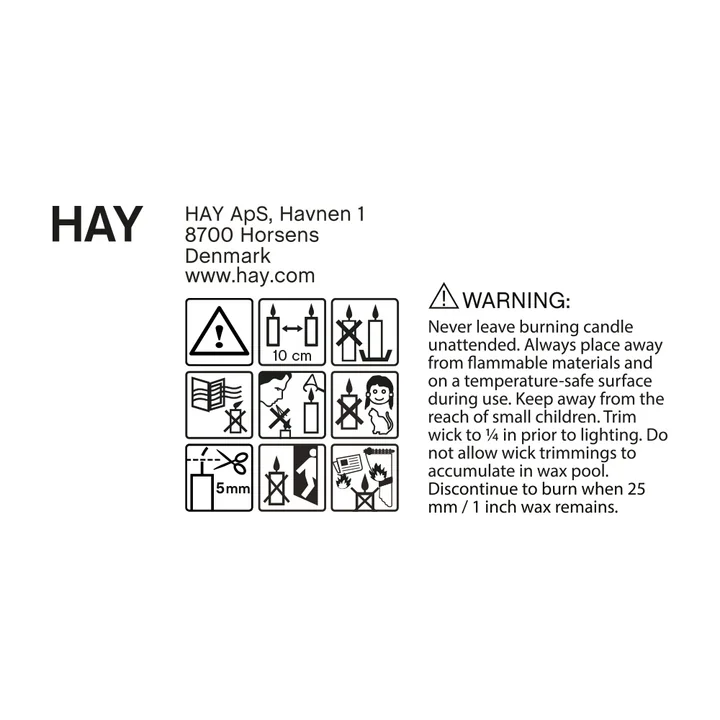 Warning for the Spiral stick candles from HAY