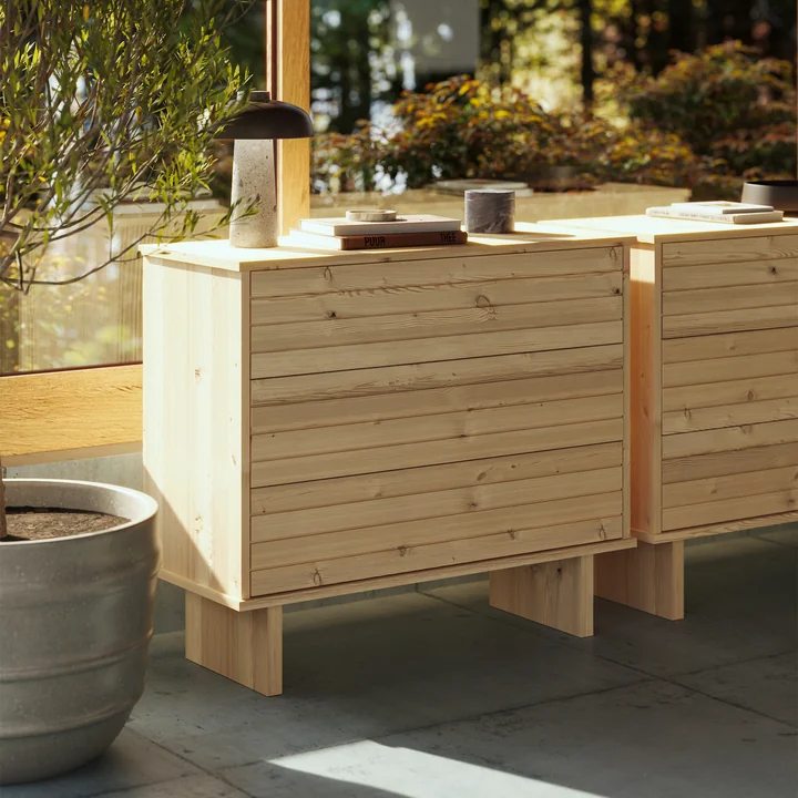 Kommo Chest of drawers, 93 x 40 x 95 cm,pine clear lacquered from Karup Design