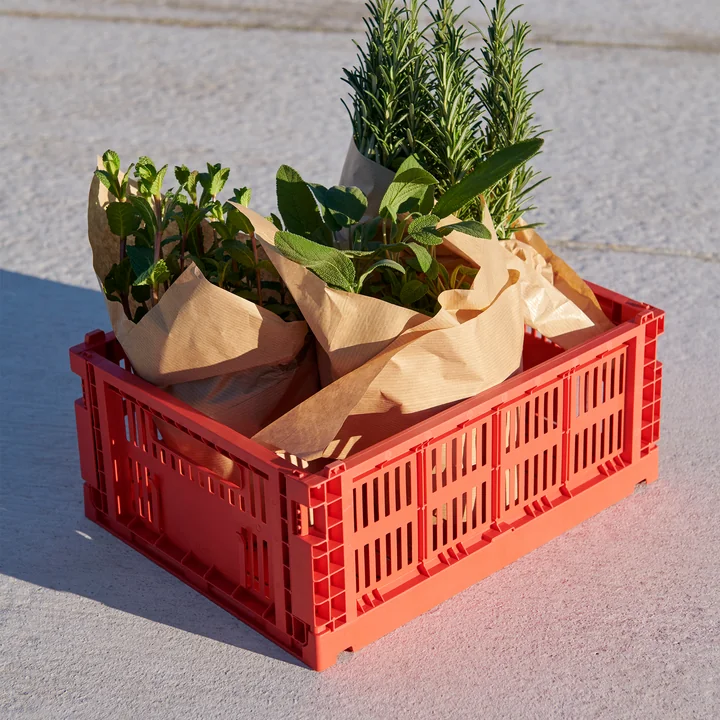 Colour Crate Basket recycled M from HAY in the color red