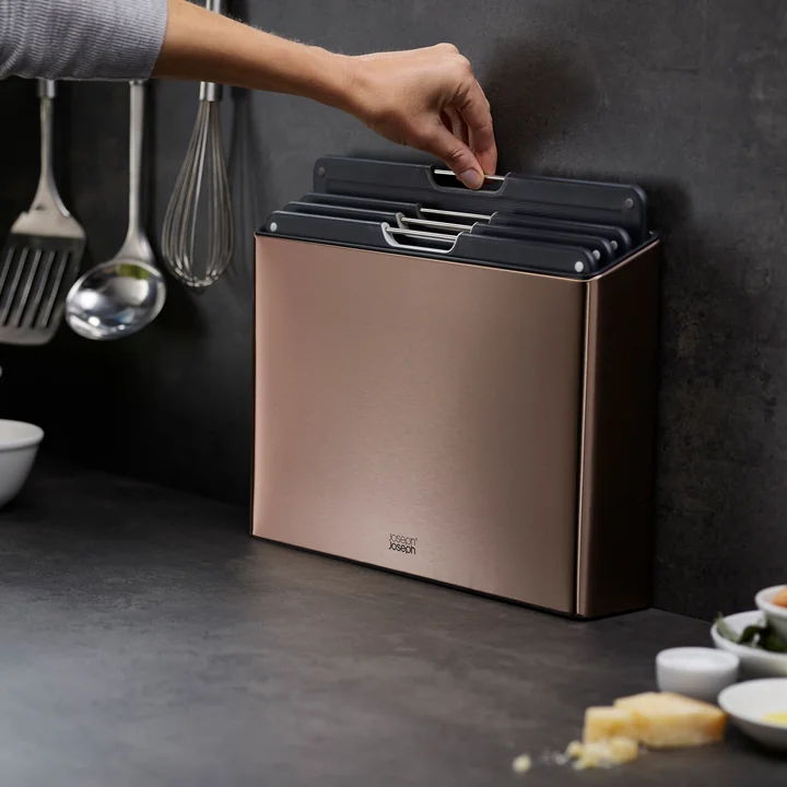 Folio Steel cutting boards, carbon rose gold (4 pieces) by Joseph Joseph