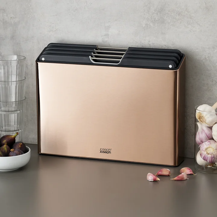 Folio Steel cutting boards, carbon rose gold (4 pieces) by Joseph Joseph